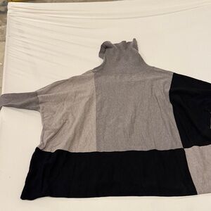 Color Block Poncho Sweater